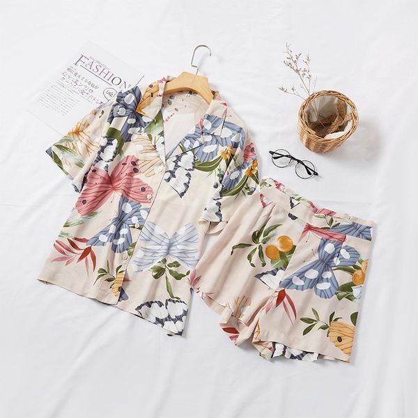 

cotton short sleeves ladies pajama sets shorts cute cartoon sleepwear japanese simple short pyjamas womens homewear, Black;red