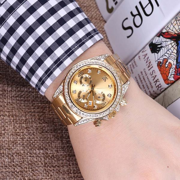 

2019 Luxury Gold President Day-Date Diamonds Watch Men Stainless Mother of Pearl Dial Diamond Bezel Automatic WristWatch AAA mens Watches