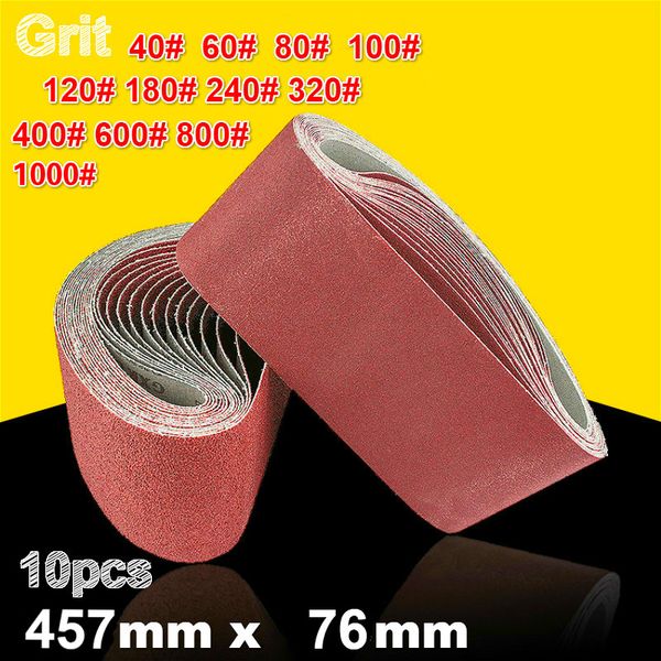 

10pcs 76 * 457 мм наждачные ремни 40-1000 гриц абразивные ленты для sander электроинструмент