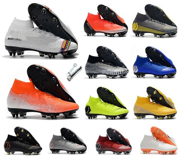 

2019 mens soccer shoes fury cr7 mercurial vapors xii vii elite fg soccer cleats outdoor football boots mercurial superfly vi 360 elite fg, White;red