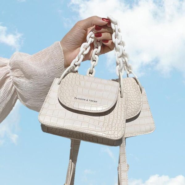 

crocodile pattern mini square tote bag 2020 summer new quality leather women's handbag travel shoulder messenger bag