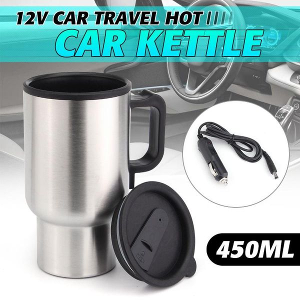 

cup coffee mug large capacity silver vehicle mounted easy grip travel universal stainless steel 12v portable thermal insulated