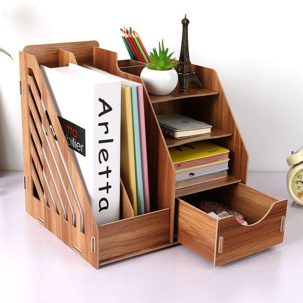

diy wood office supplies deskreceipt organizer creative wooden bookshelf a4 drawer folder shelf file tray desk organizer