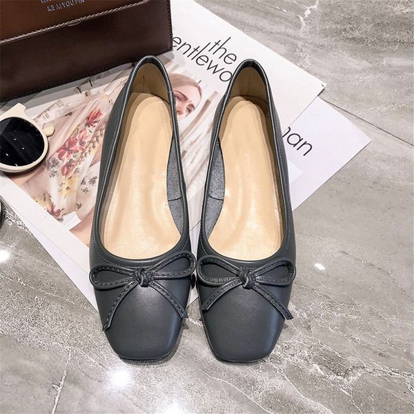 

designer new luxury ladies retro fashion casual low heel square headband bow calfskin ballet shoes 35 yards to 39 yards, Black