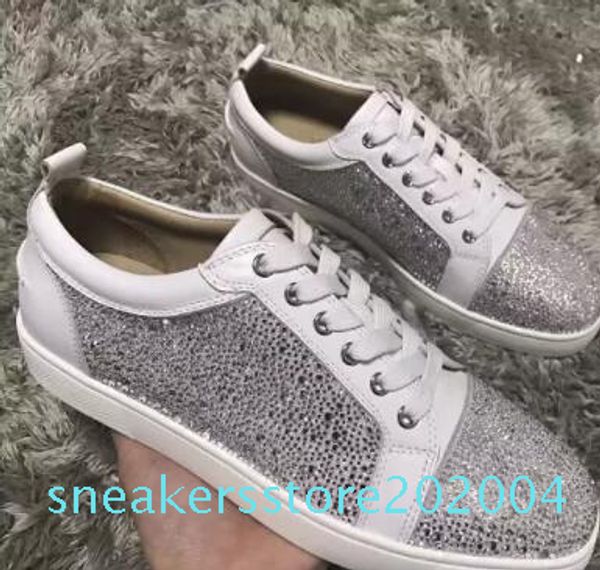

men's sneaker shoes party dress wedding low junior spikes red leather shoes,luxury red sole leisure outdoor flats eu35-46 s04, Black