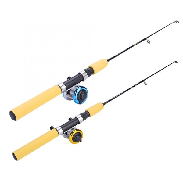 

portable fishing set gold/blue fishing reel+55/65/75cm telescopic fishing rod luminous shrimp set outdoor tackle accessory