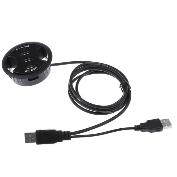 

3port usb 2.0 hub splitter computer cable tidy hole cover mount