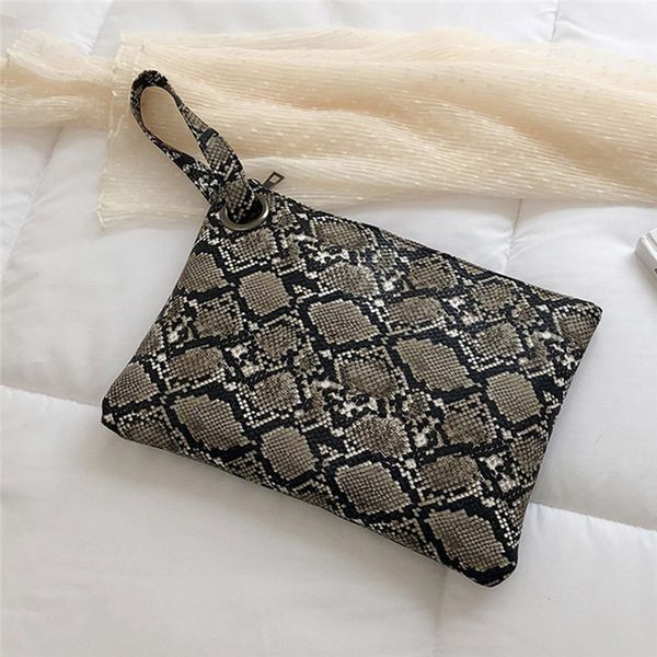 

fashion serpentine women zipper clutch handbag leather snake women envelope evening bag female casual clutch phone bag #40