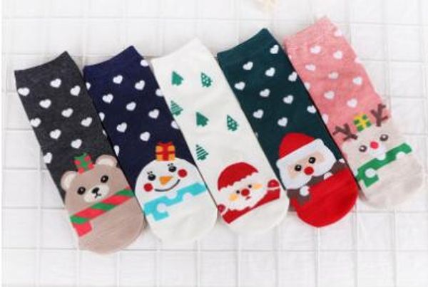 

women christmas socks fashion casual cute satan claus xmas socks, Black;white