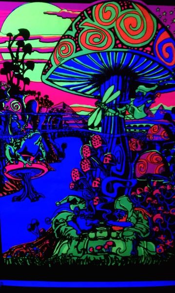 Generic Magic Valley Trippy Mushrooms Black Light Wall Decor Art