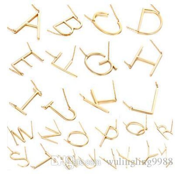 

новая нержавеющая сталь a-z английское письмо ожерелье серебро золото начальные подвески алфавит для женщин девушки мода ювелирные изделия п, Silver