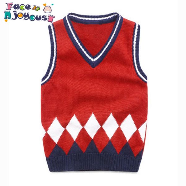 

3-8y baby children sweater vest roupas infantis winter college style v-neck boys clothes girls sweaters knitted waistcoat vests, Blue