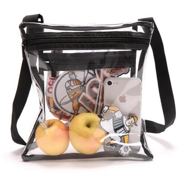 

clear crossbody purse bag for sports of man approved clear shoulder tote bag. stadium approved for sports events, Black;white
