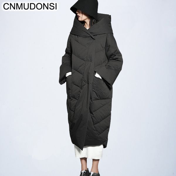 

winter parka women elegant coat female winter jacket plus size hooded ukraine clothes brand warm long large down cotton parkas l y190926, Black;white