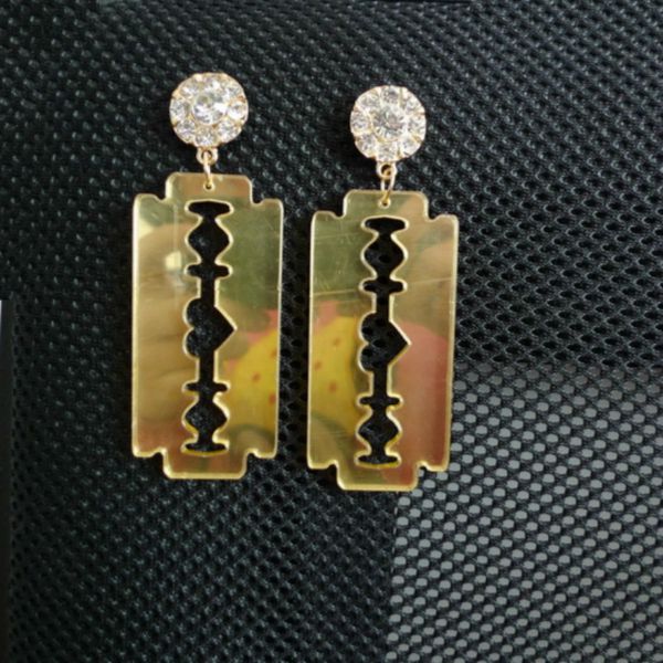 

night club geometric animal big long acrylic earrings for women cool punk alien blade mirror earrings pendientes mujer mode, Silver
