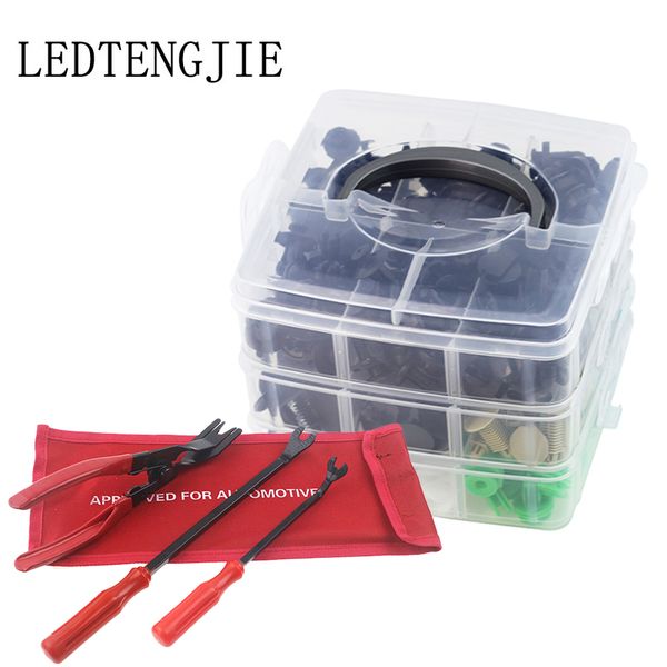 

500pcs universal boxed mixed car fasteners with removal tool auto bumper rivet retainer push engine cover fender fastener clips