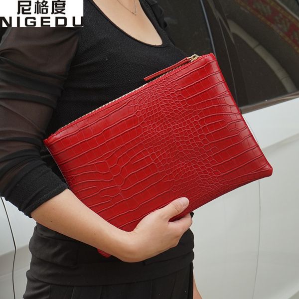 

fashion crocodile women's clutch bag pu leather women envelope evening bag 2019 new female clutches handbag bolsa feminina purse