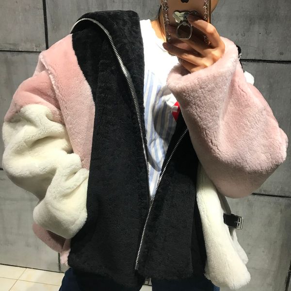 

merino fur coat suede lamb fur coat suede lamb leather, Black