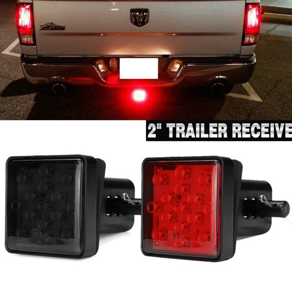 

15led car brake light fit 2" receiver trailer hitch receiver cover tube towing with stail light truck trailer hitch cover