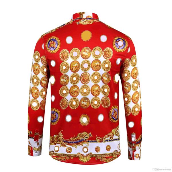 

совершенно новые мужские рубашки мода harajuku повседневная рубашка мужчины медуза черное золото необычные 3d печати slim fit рубашки -2xl, White;black