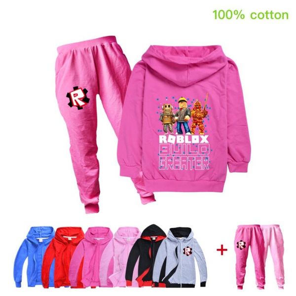 

новый малыш мальчик куртка осень дети roblox jacketpure хлопок с капюшоном кардиган толстовки пальто с длинным рукавом + брюки одежда для де, White