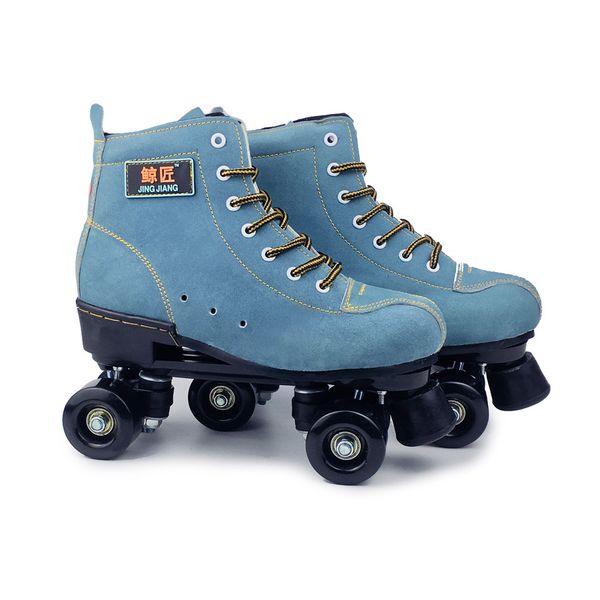 

jk artificial leather roller skates double line skates two line skating shoes patines with black pu 4 wheels sp1