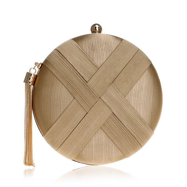 

new metal tassel lady clutch bag with chain shoulder handbags women classical style round small purse day evening clutch bags