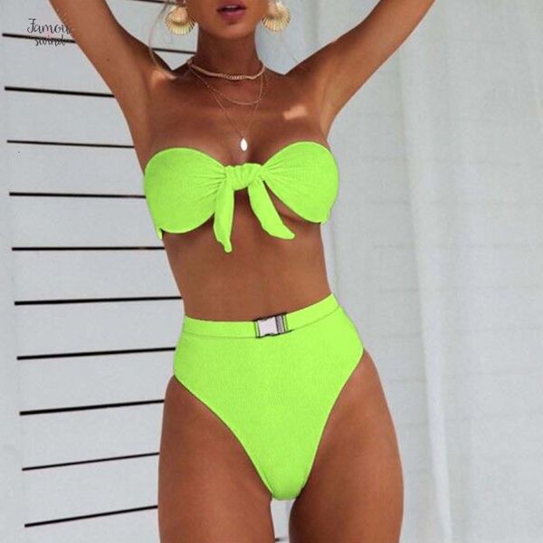 

высокая талия бикини 2019 mujer купание неон купальник push up sexy пряжка купальники женщина купальщица biquini лето новой, White;black