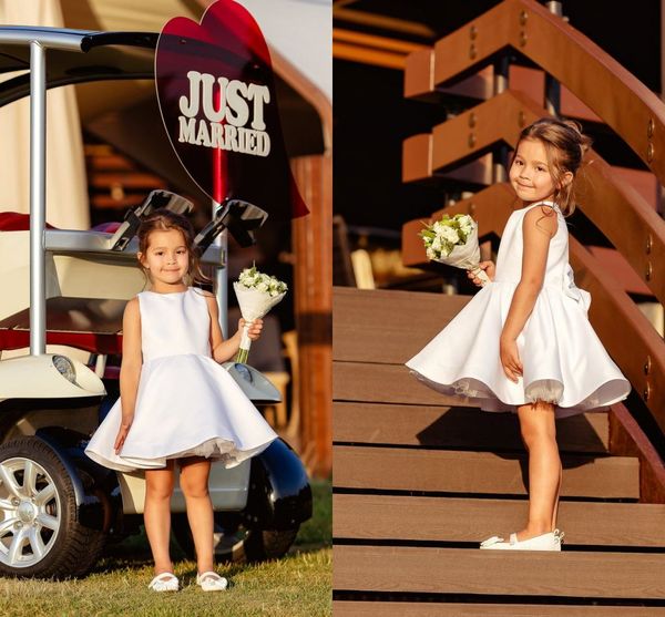 

элегантное белое атласное короткое платье для девушки цветка симпатичное аппликация большой лук принцесса на день рождения для девушки вечер, White;blue