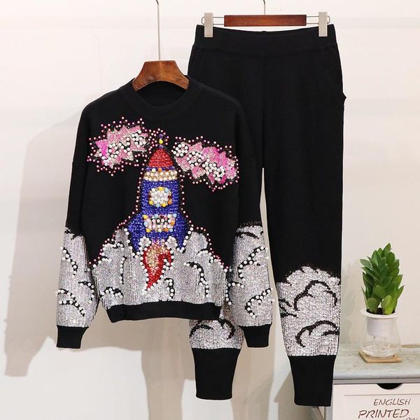 

2020 new designer tracksuits cotton autumn trousers sports suit casual two-piece sequined beaded letters long sleeves sportswear szie -xl, White
