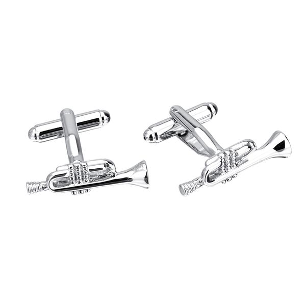 

men brass sleeve button nail shirt sleeve cufflinks trumpet shape male jewel, Silver