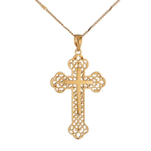 24K banhado a ouro Classical Católica Multilayer Celtic Pingente Cruz Cruz na moda Colar Jóias