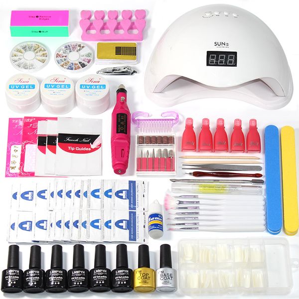 

nail set 6 color gel polish 36w /48w /54w uv led lamp nail dryer base gel coat varnish manicure art tools sets kits