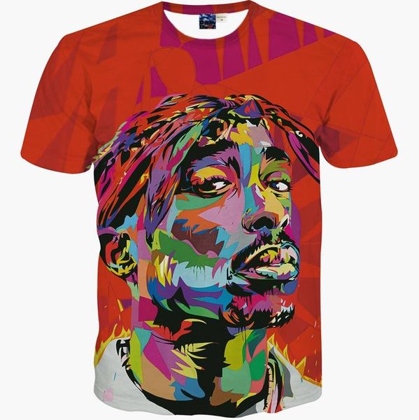 

hip hop t-shirt men new brand fashion 3d t-shirt print rapper tupac 2pac summer tees slim t shirt ing, White;black