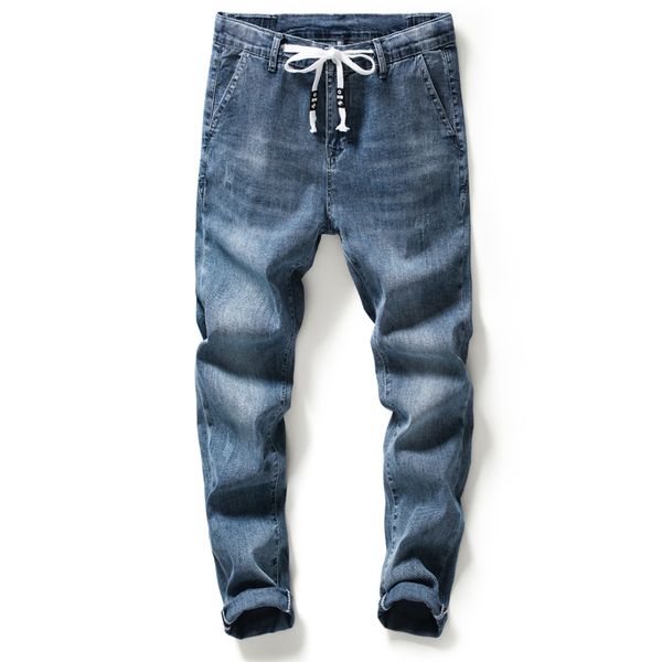 

men's jeans fashion small leg harem stretch denim pants comfotable cowboys casual relaxed a9708, Blue