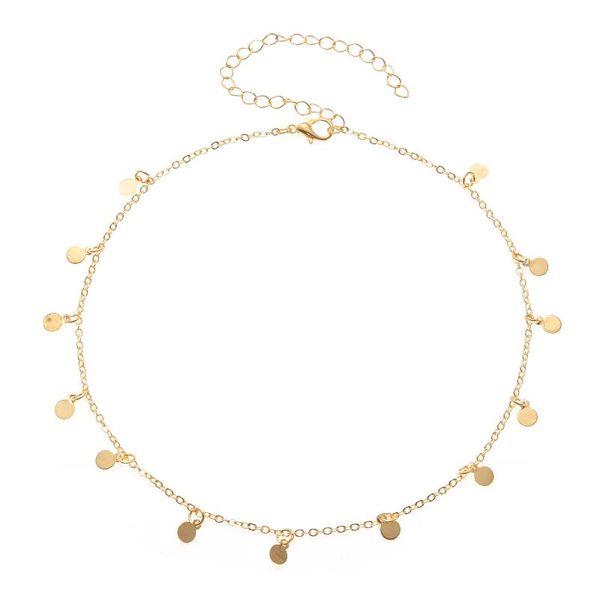 

europe and america accessories selling style circle sequin necklace women's simple fashion alloy necklace, Silver