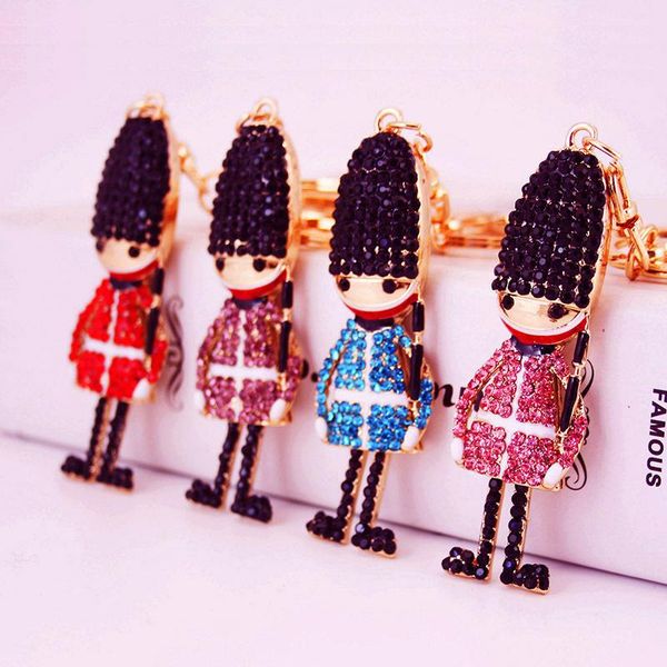 

3шт cute boy keychains rhinestone кристалл сплав подвеска key chain royal guard для автомобилей основные кольца сумки аксессуары металл подв, Slivery;golden