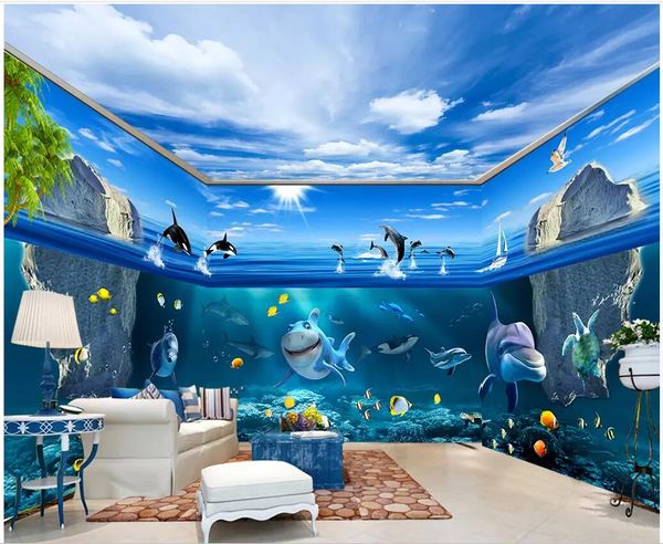 

3d wallpaer custom mural p sea world dolphin iceberg island theme house background home decor 3d wall murals wallpaper for walls 3 d