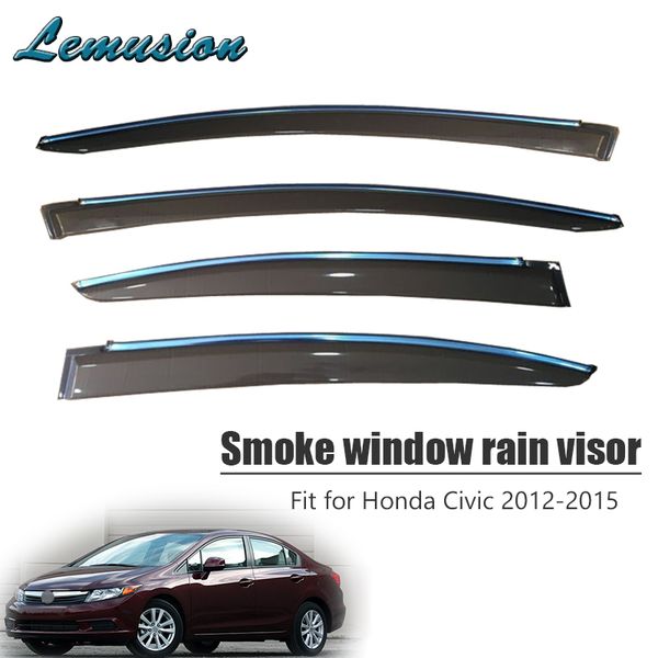 

4pcs smoke window rain visor for civic 2012 2013 2014 2015 styling vent sun deflectors guard abs accessories