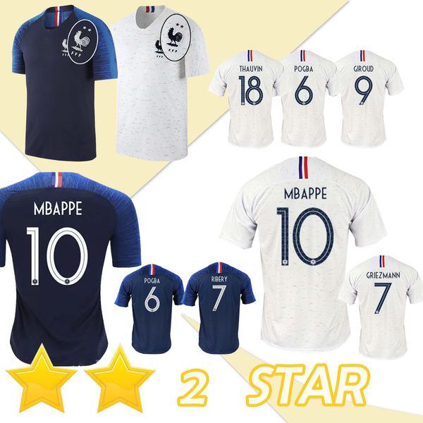 

2 Stars Thailand GRIEZMANN MBAPPE POGBA soccer jerseys 2018 world cup shirts DEMBELE MATUIDI KANTE jerseys football