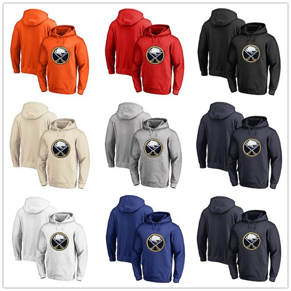 

men's buffalo sabres fanatics branded black ash white red orange embroidery primary logo pullover hoodies long sleeve outdoor wear, Blue;black