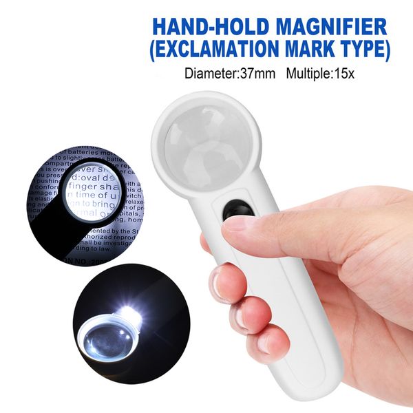 

diywork handheld magnifier led light 15x loupe 15 times optical magnifying glass diameter 37mm with led lighting