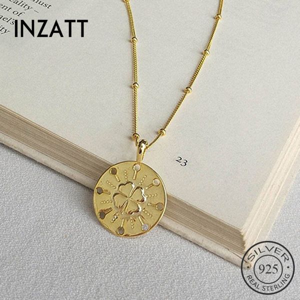

other inzareal 925 sterling silver round clover choker pendant necklace for fashion women party fine jewelry cute accessories
