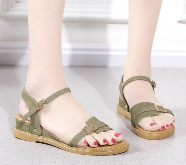 

korean style summer women sandals open toe flip flops women's flat with low women shoes gladiator sandal, Black