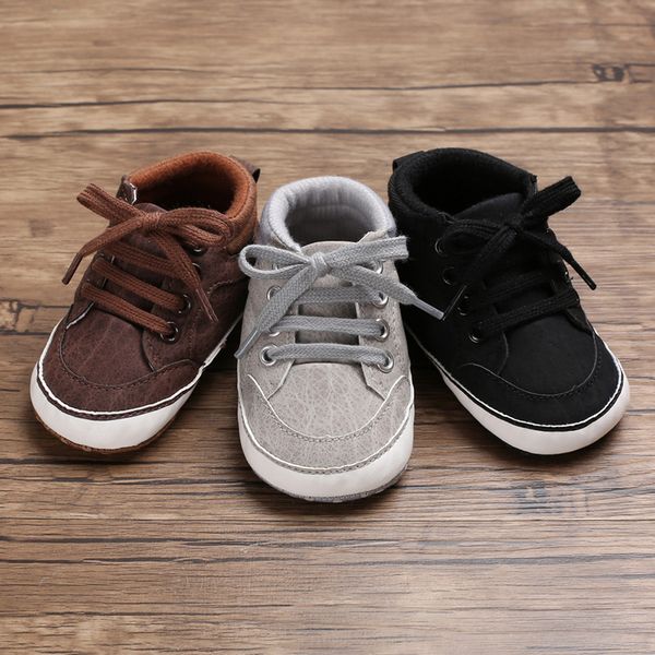 

baby shoes newborn boys first walkers kids toddlers lace up pu sneakers 0-18 months