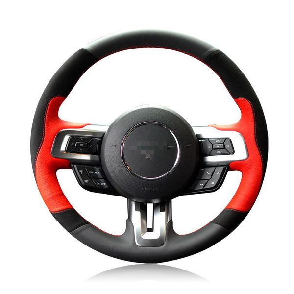 

for ford mustang 15-2017 diy hand-stitched car steering wheel cover leather