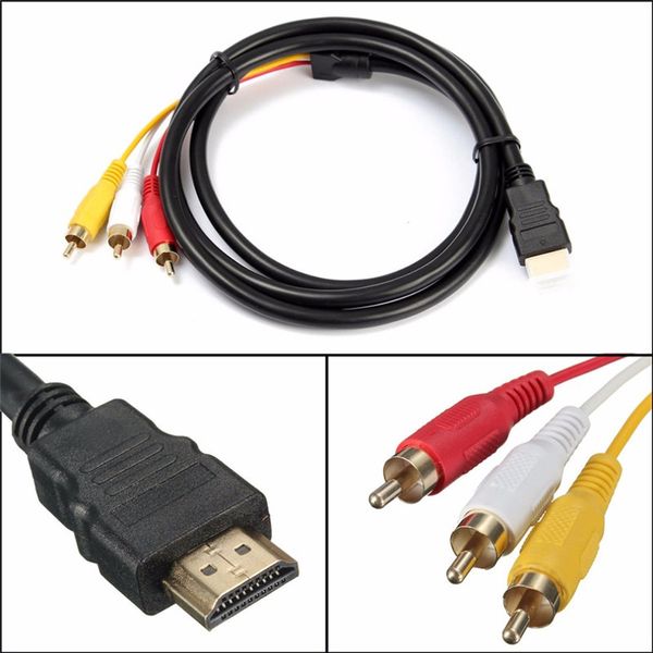 

5 feet 1080p hdtv hdmi male to 3 rca audio video av cable cord adapter converter connector component cable lead for hdtv