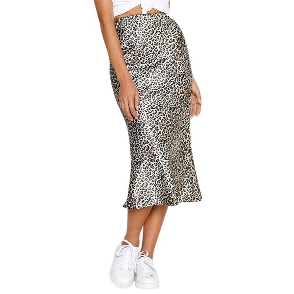 

2019 fashion women casual retro high waist leopard printing evening party long skirt bravo skinny skirt mujer, Black