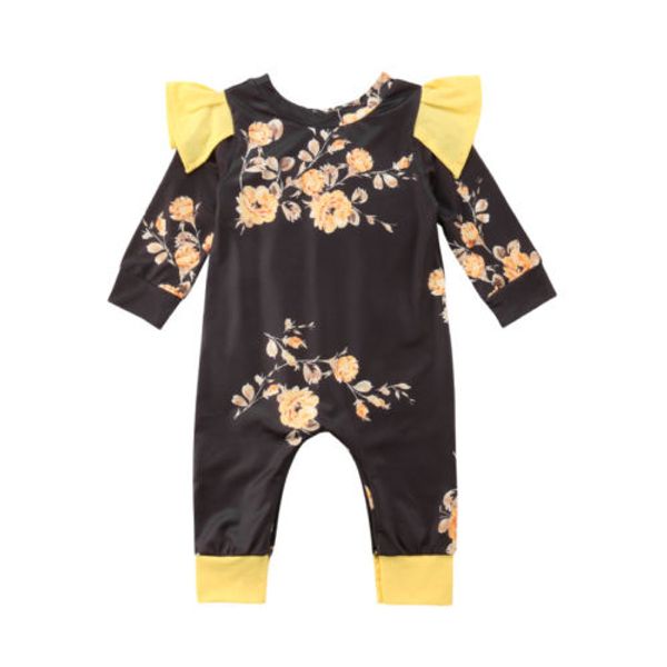 

newborn baby girl long sleeve flower romper jumpsuit outfits clothes, Blue