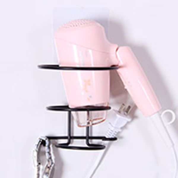 

black white color bathroom organizer punch hair dryer rack aluminum home wall mounted holder shelf storage stand hooks